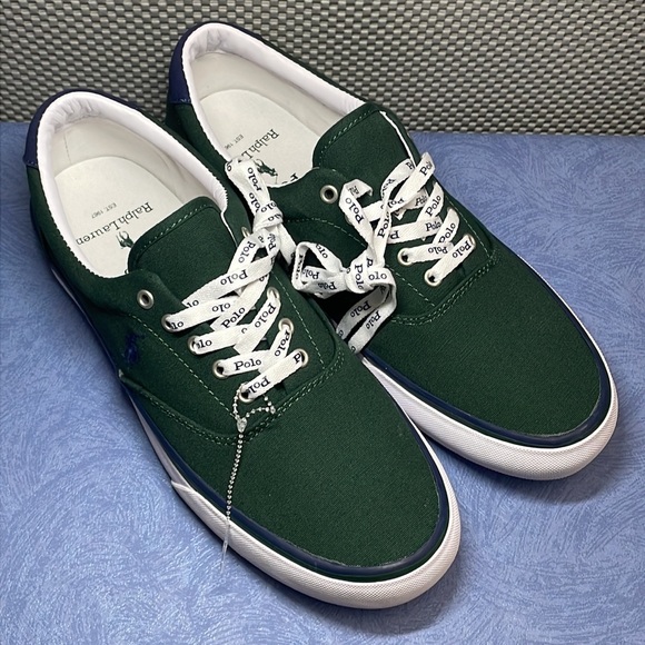 Polo Ralph Lauren Men’s Thorton 01087 Laceup Canvas Shoes Green Size 10D New - Picture 4 of 16